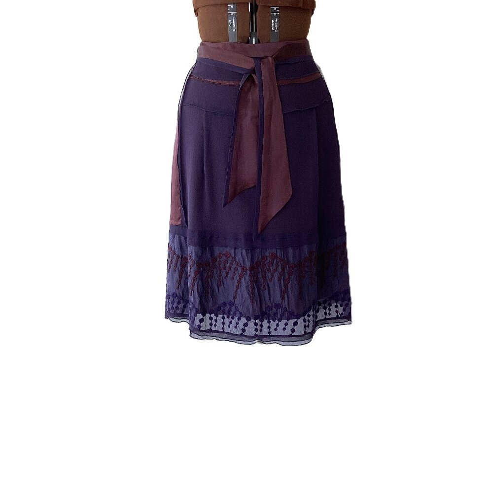 Stills Purple Silk Chiffon and Satin Skirt with Embroidery